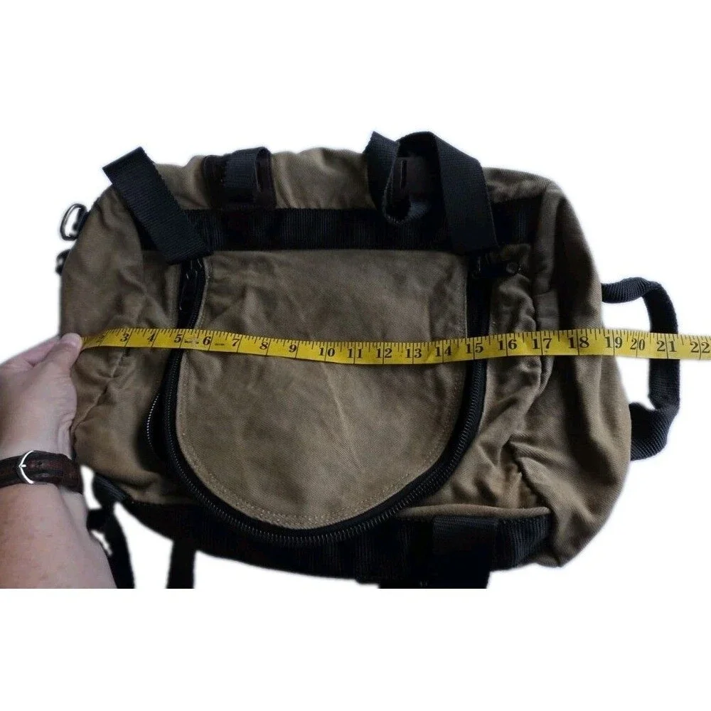 J. Peterman Canvas & Leather Travel Weekender Bag Tan Heavy Duty